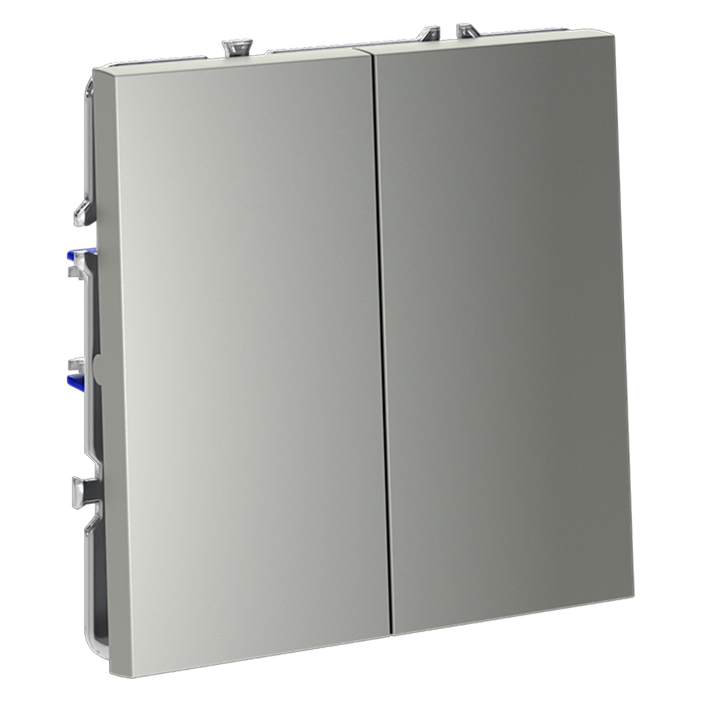 Выключатель двухклавишный встраиваемый с самовозвратом Voltum S70 Сталь VLS020605 — изображение 2