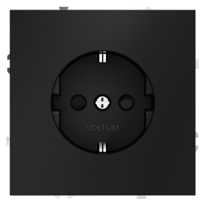 Розетка встраиваемая Voltum S70 с заземлением и шторками Черный матовый VLS040208