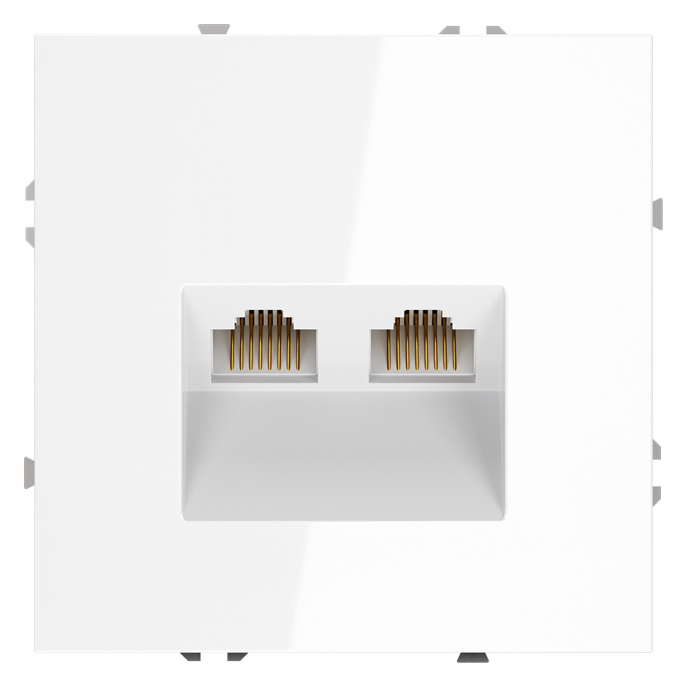 Розетка встраиваемая двойная Ethernet Voltum S70 RJ45+RJ45 Cat.6 Белый Глянцевый VLS060201