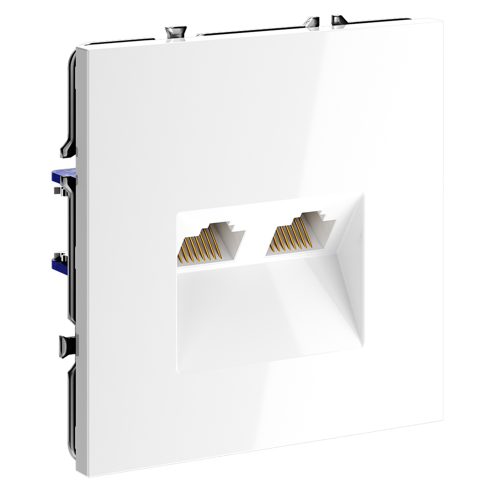 Розетка встраиваемая двойная Ethernet Voltum S70 RJ45+RJ45 Cat.6 Белый Глянцевый VLS060201 — изображение 2