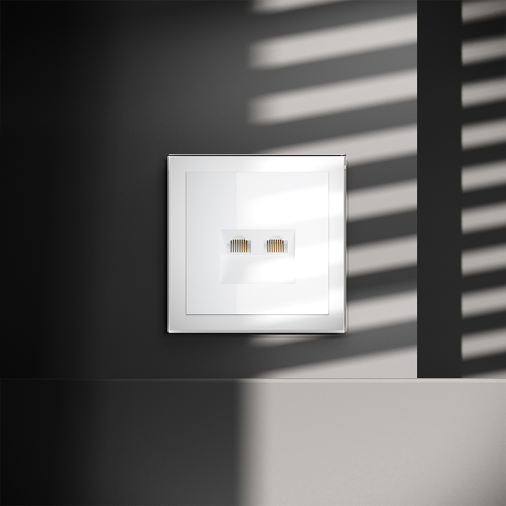 Розетка встраиваемая двойная Ethernet Voltum S70 RJ45+RJ45 Cat.6 Белый Глянцевый VLS060201 — изображение 4