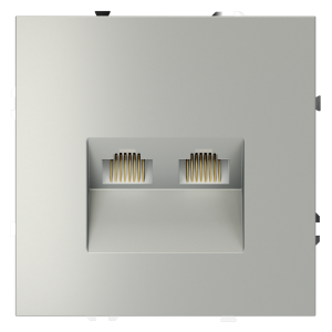 Розетка встраиваемая двойная Ethernet Voltum S70 RJ45+RJ45 Cat.6 Сталь VLS060205