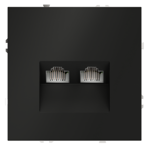 Розетка встраиваемая двойная Ethernet Voltum S70 RJ45+RJ45 Cat.6 Черный матовый VLS060208