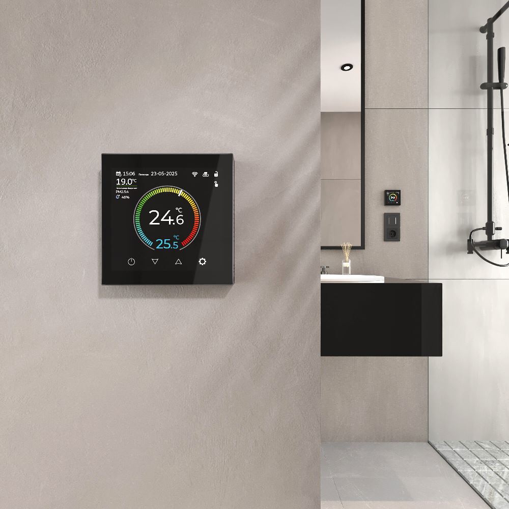 Умный сенсорный терморегулятор Werkel для теплого пола с Wifi и LCD дисплеем Черный W1851108 — изображение 2